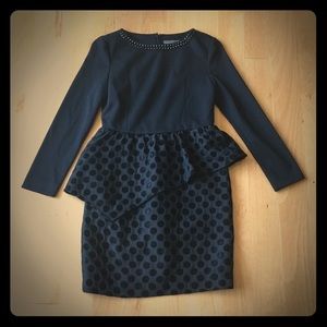 Black Long Sleeve, Mini Peplum Dress